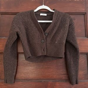 Aritzia Brown Ribbed Cardigan